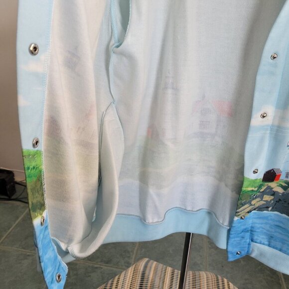 VINTAGE Blair Women’s Long Blue Light Houses Cardigan Sweater (Size: Medium) - Picture 7 of 16